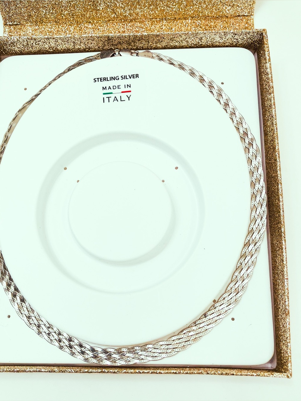 🇮🇹 NWOT Italian Sterling Silver 925 Woven Braided Necklace 18" Boxed